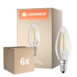 Voordeelpak 6x Osram Classic LED E14 Kaars Filament Helder 5.5W 806lm - 827 Zeer Warm Wit | Dimbaar - Vervangt 60W